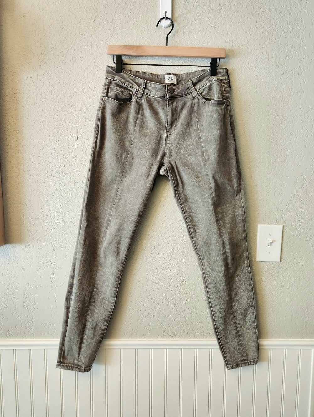 Wash Lab Ankle Jeans Acid Wash Faded Green